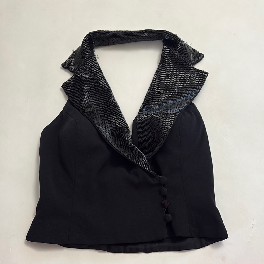 Vintage Cecily Brown Beaded Collar Vest